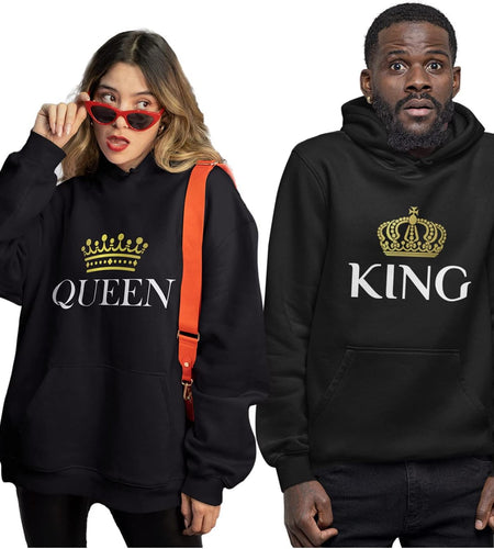King and Queen Hoodies Set for His and Hers Sweatshirts Matching Couple Hoodies